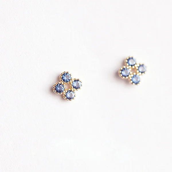 925 Sterling Silver Four-Pointed Star Earrings – 14k Gold Plated Crystal Studs