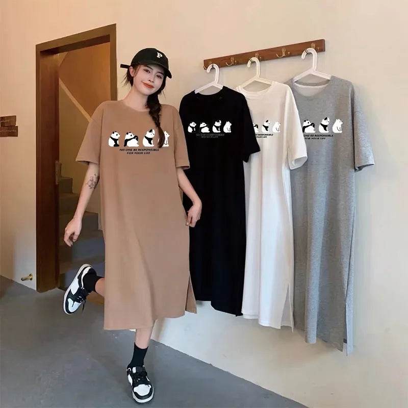 Stylemein - Women’s Oversized Panda Print Dress – Cute Summer Casual Homewear