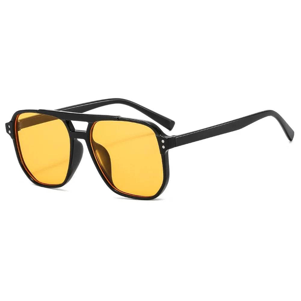 Stylemein - Vintage Square Sunglasses – Thick Frame Double Bridge UV400 Eyewear