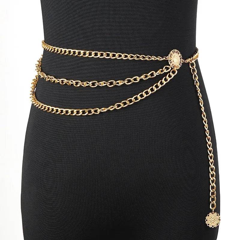 Retro Rhinestone Chain Belt – Multilayer Tassel Waist Chain for Women - Stylemein