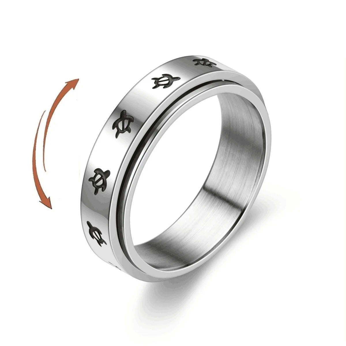 Anti-Stress Fidget Spinner Couple Rings – Rotating Stainless Steel Band for Lovers