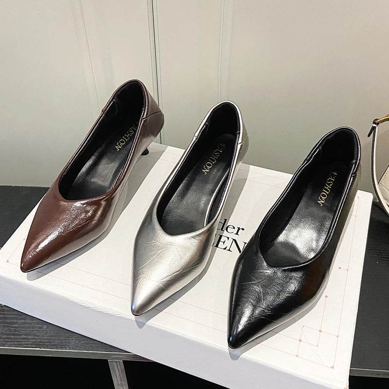 4cm Thin Heels – Embossed Upper Classic Pumps for Wedding, Office & Party, Size 45 Plus Size - Stylemein