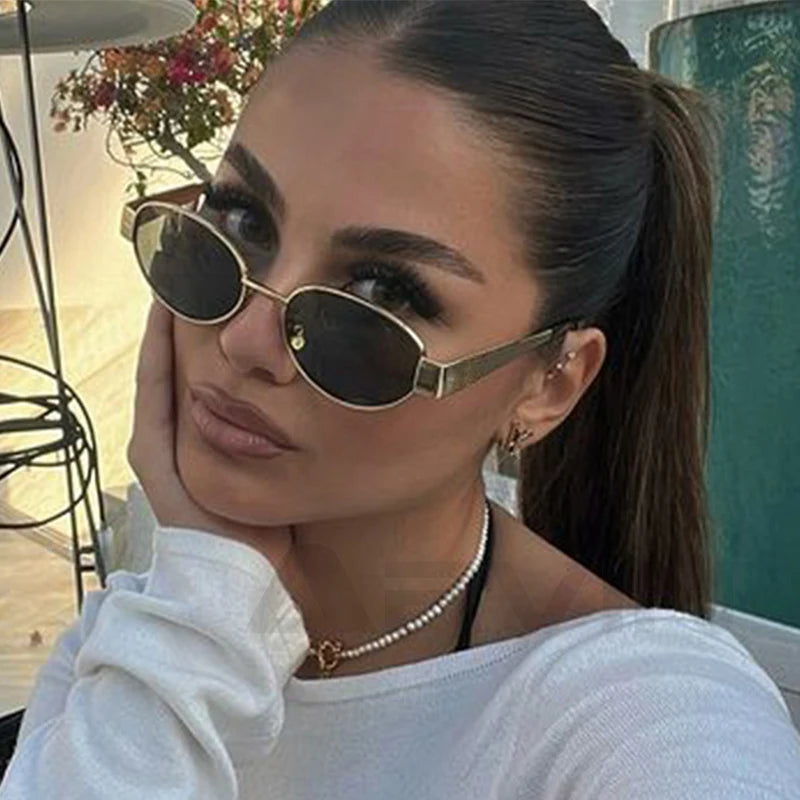 Retro Oval Metal Frame Sunglasses – Classic Unisex UV400 Eyewear for Outdoor Style and Sun Protection