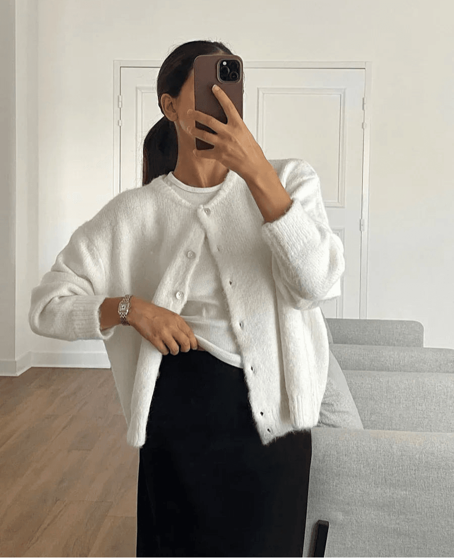 Stylemein - Elegant Cashmere Cardigan – Long Sleeve Knitted Casual Sweater
