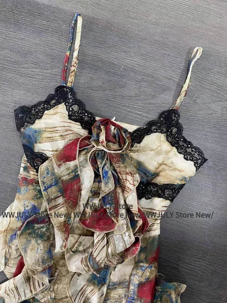 Sexy Gyaru Halter Top – Sweet Print Slim Fit Summer Crop - Stylemein