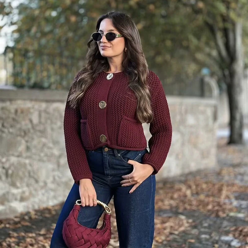 Women’s Knitted Cardigan – Loose Button Long Sleeve Autumn Winter Sweater