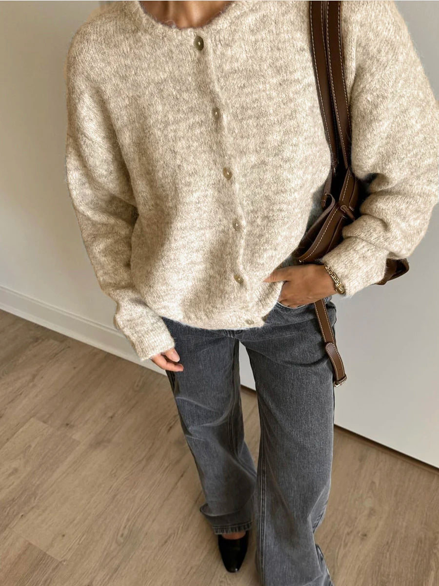 Elegant Cashmere Cardigan – Long Sleeve Knitted Casual Sweater