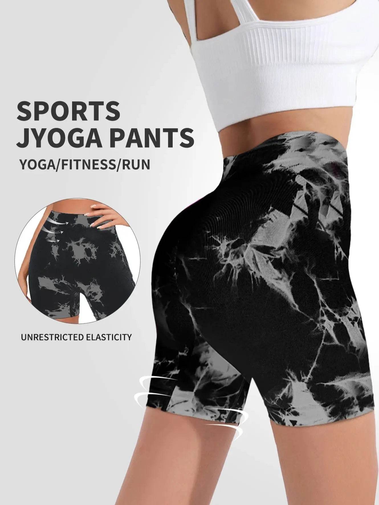Tie-Dye Seamless High Waist Shorts – Peach-Lifting Fitness Yoga Bottoms - Stylemein