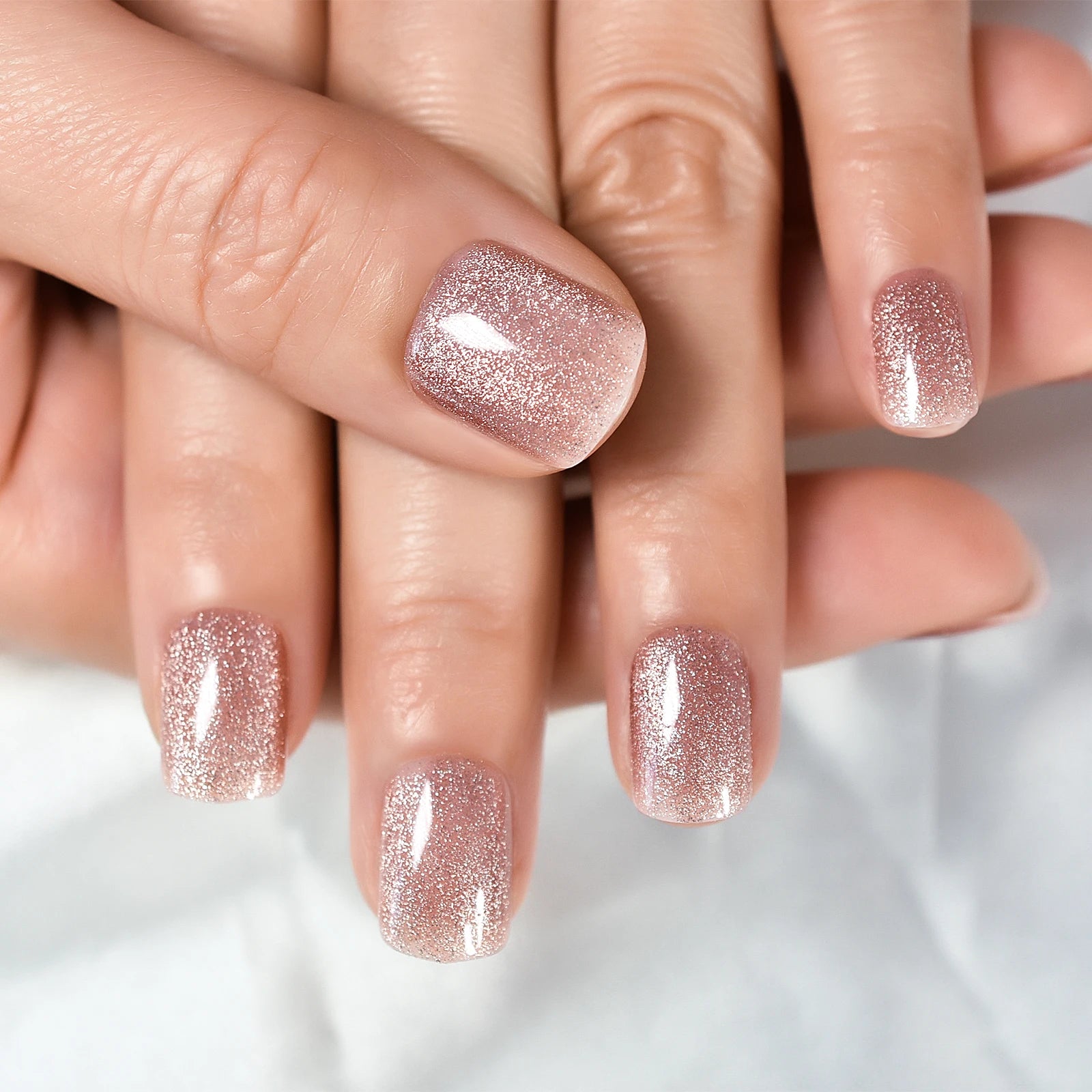 Glitter French Fake Nails – 24pcs Wearable UV False Nail Set