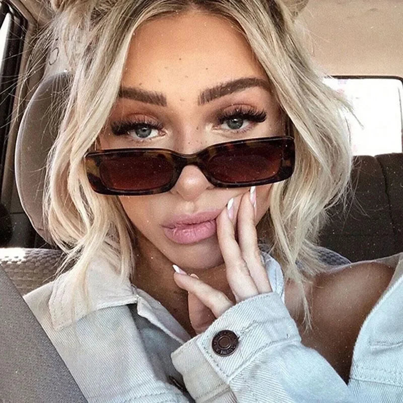 Vintage Small Rectangle Sunglasses – Retro Square Eyewear for Women with Anti-Glare UV Protection