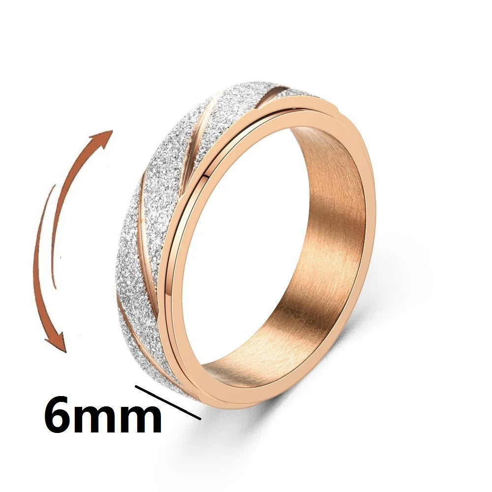 Anti-Stress Fidget Spinner Couple Rings – Rotating Stainless Steel Band for Lovers