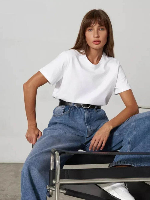 100% Cotton Women’s T-Shirt – Loose Fit Summer Basic Tee - Stylemein