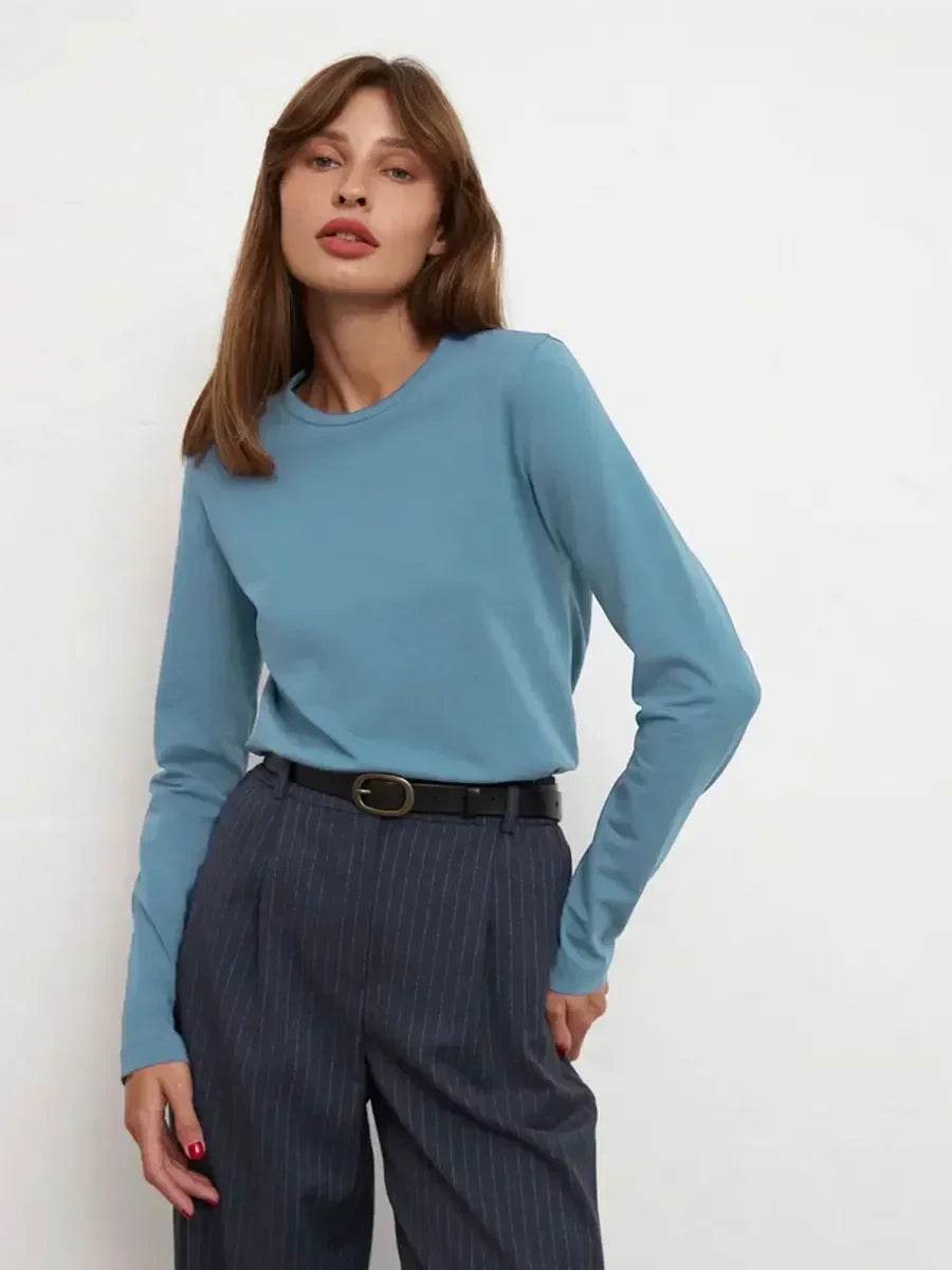 Soft 100% Cotton Oversized Long Sleeve Tee: Essential Spring & Autumn Layering Top - Stylemein