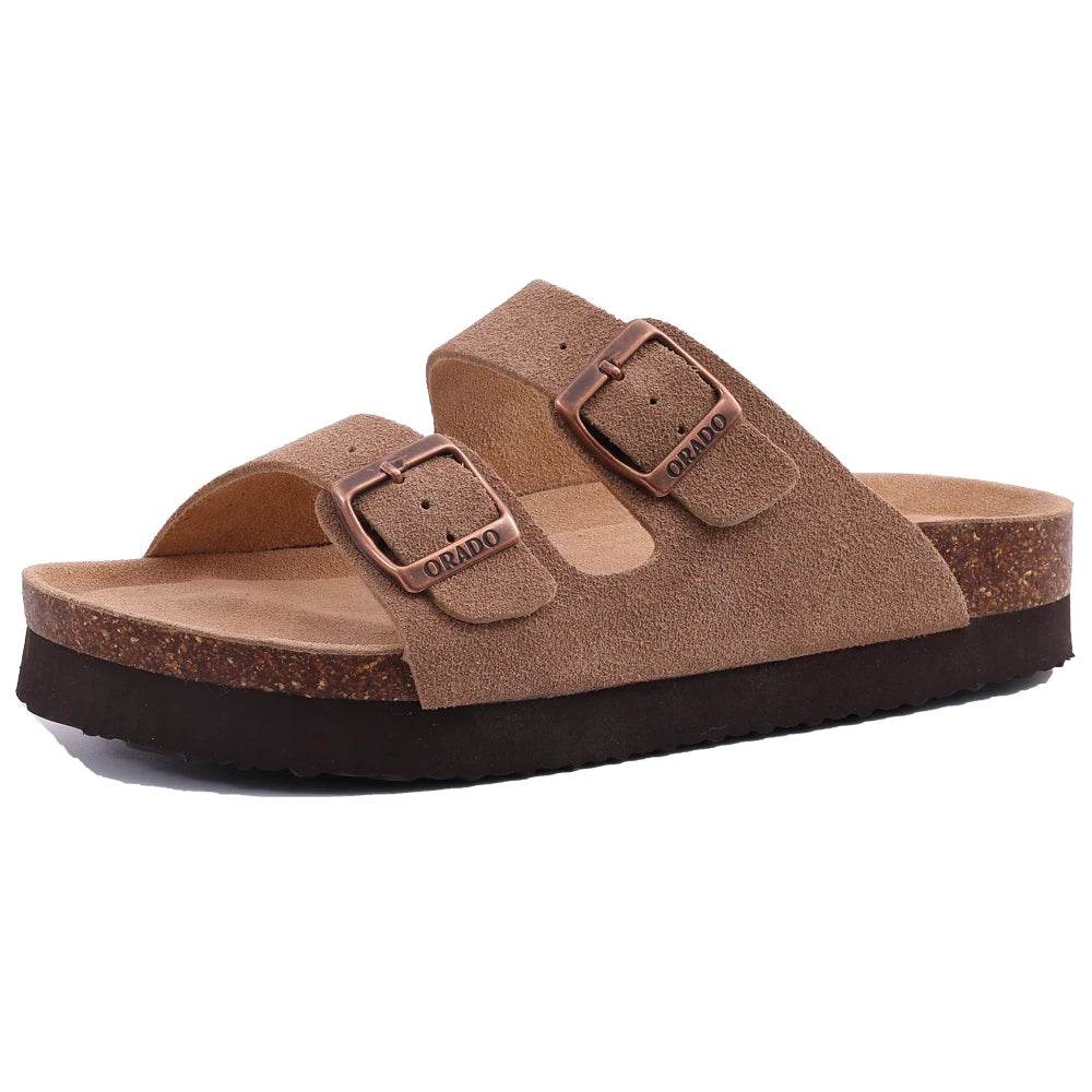 Unisex Classic Cork Sandals – Soft Thick Sole Open-Toe Flat Slippers for Summer & Home - Stylemein