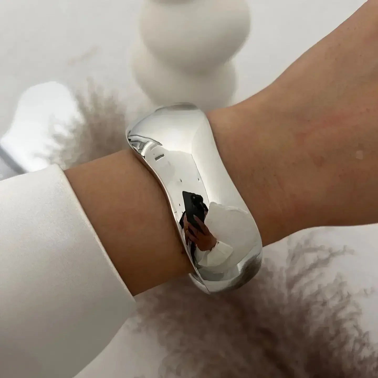Wide Cuff Geometric Metal Bangles for Women & Men