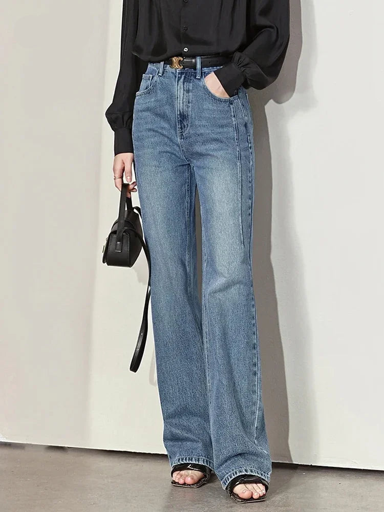 Women’s Vintage Wide-Leg Denim Pants – Loose Fit Casual Spring Jeans