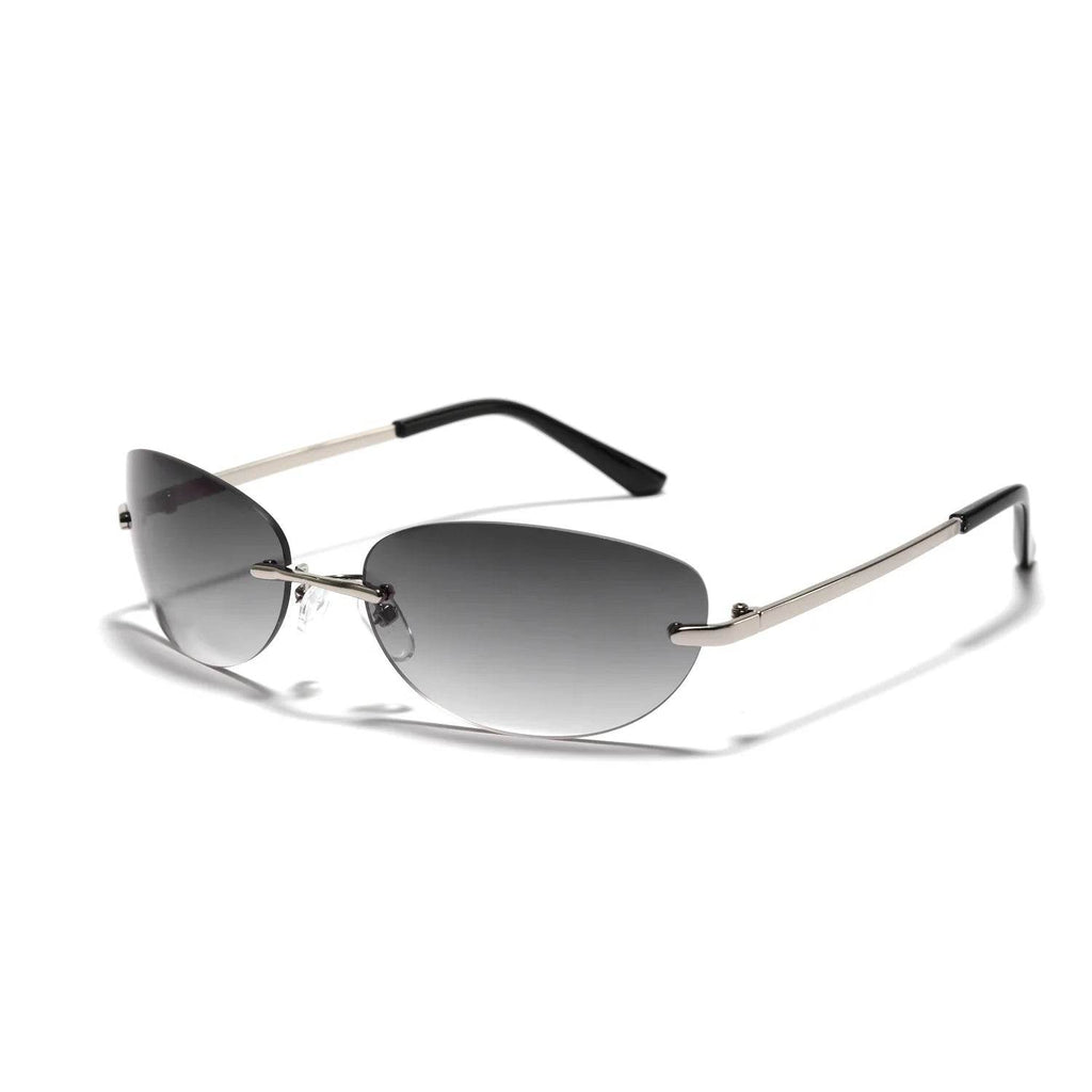 Stylemein - Oval Rimless Y2K Sunglasses for Women – Retro Futuristic Spice Girl Style Eyewear