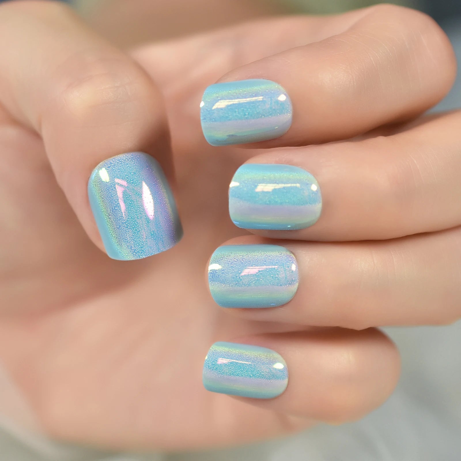 Glitter French Fake Nails – 24pcs Wearable UV False Nail Set