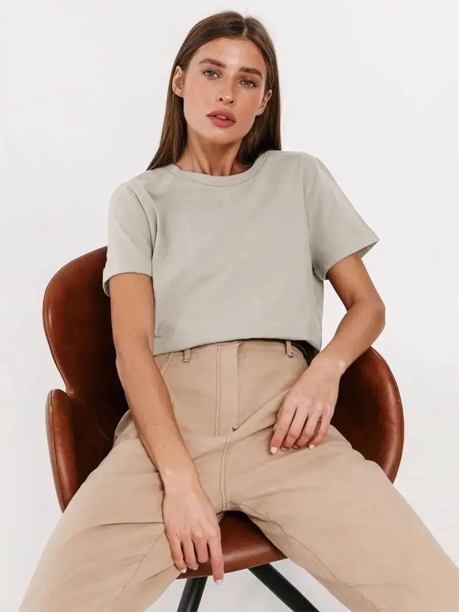 100% Cotton Women’s T-Shirt – Loose Fit Summer Basic Tee - Stylemein