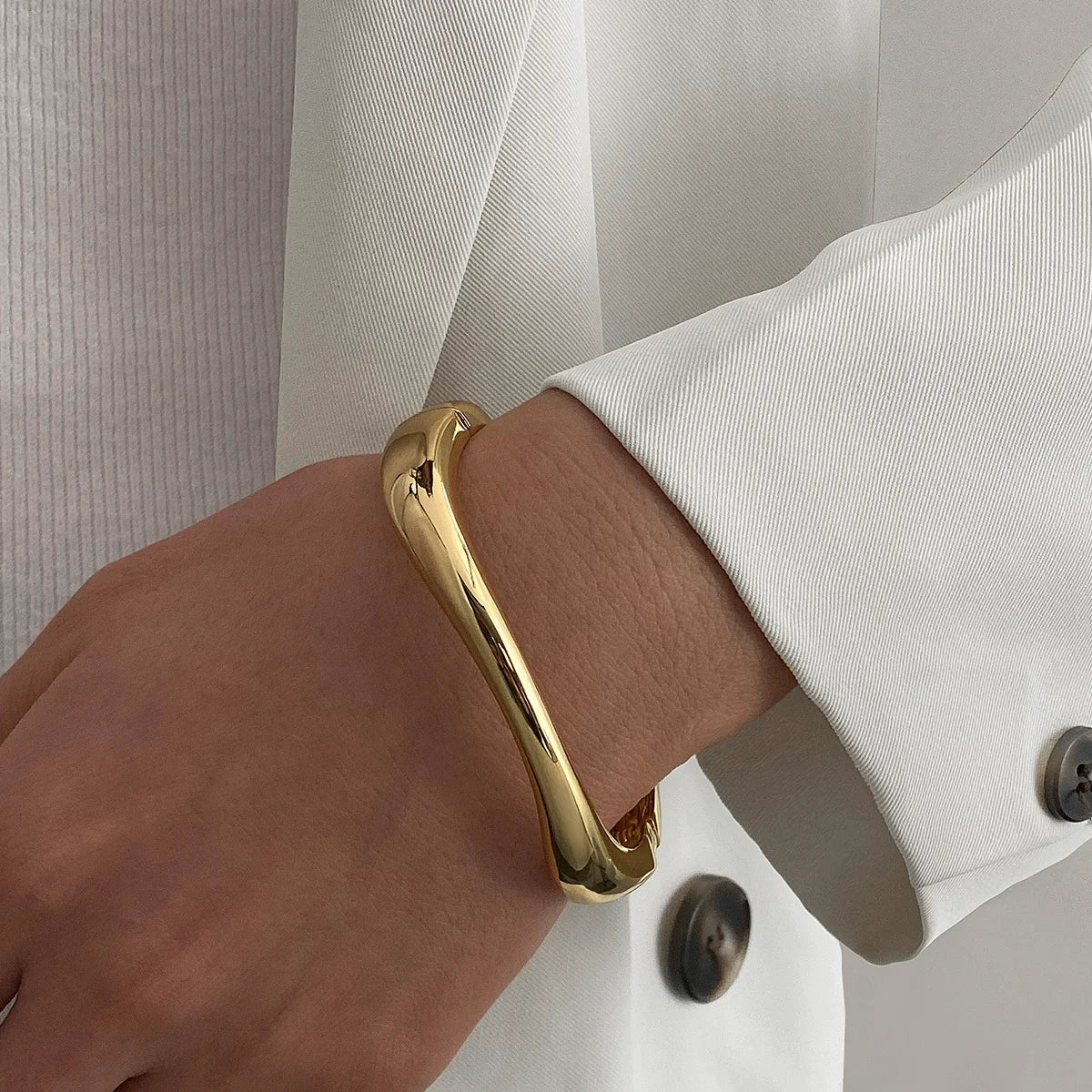 Wide Cuff Geometric Metal Bangles for Women & Men