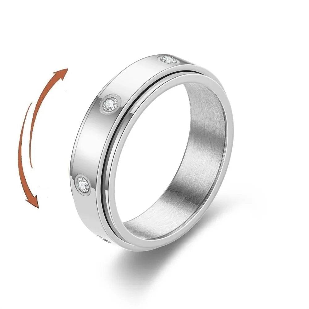 Stylemein - Anti-Stress Fidget Spinner Couple Rings – Rotating Stainless Steel Band for Lovers