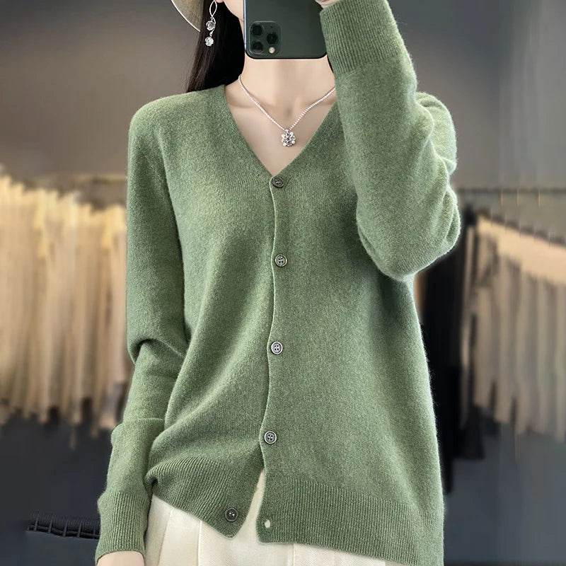 Wool Cardigan – Soft Cashmere O-Neck Sweater - Stylemein
