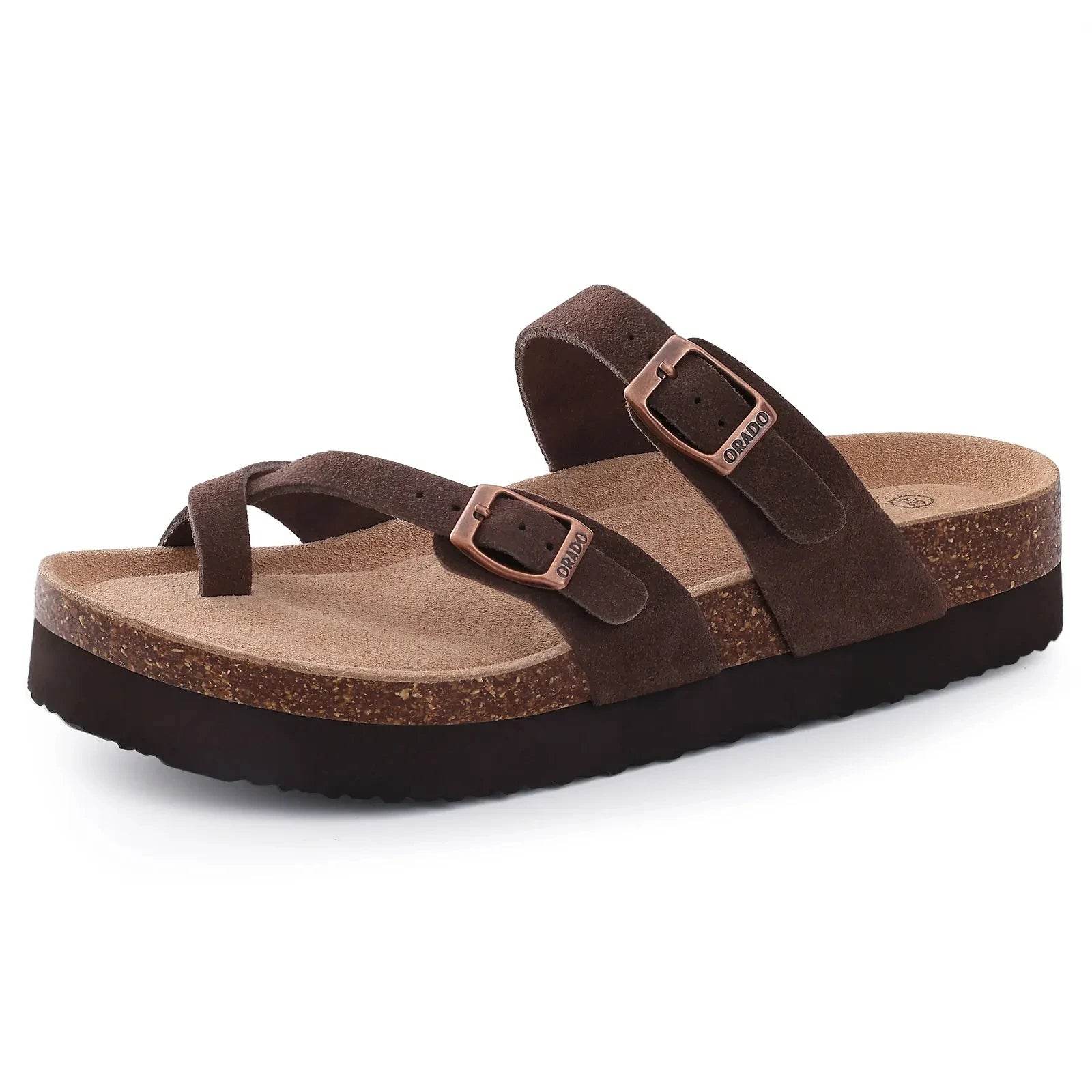 Unisex Classic Cork Sandals – Soft Thick Sole Open-Toe Flat Slippers for Summer & Home - Stylemein