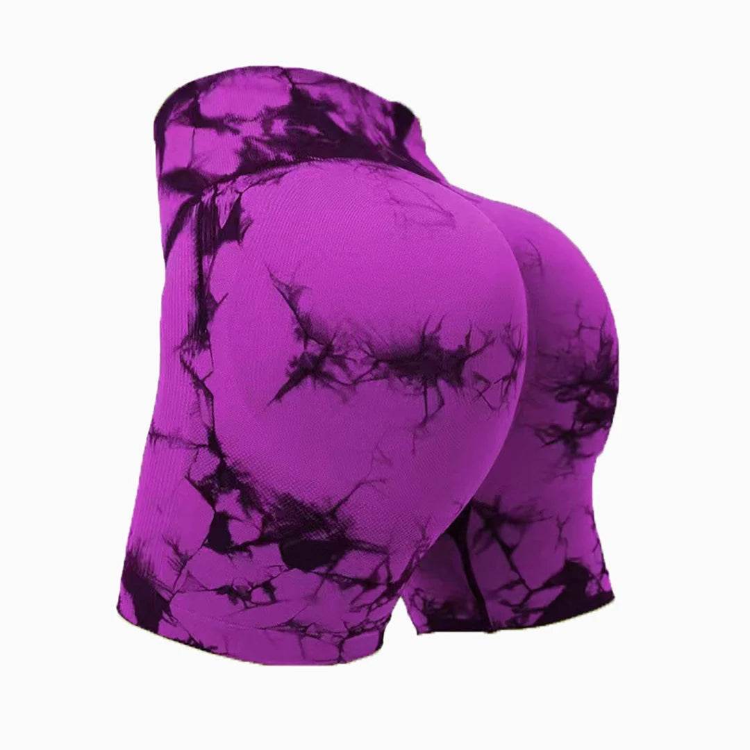 Tie-Dye Seamless High Waist Shorts – Peach-Lifting Fitness Yoga Bottoms - Stylemein