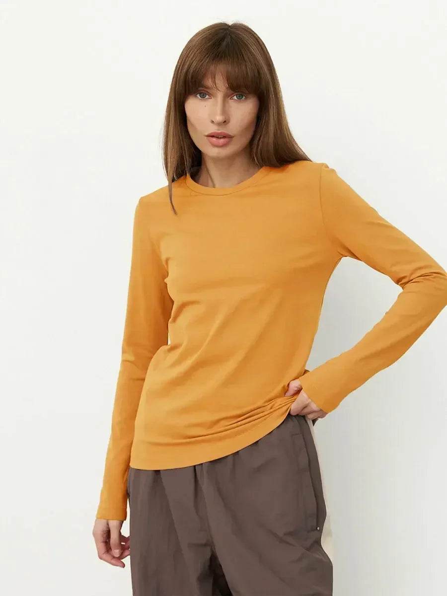 Soft 100% Cotton Oversized Long Sleeve Tee: Essential Spring & Autumn Layering Top - Stylemein