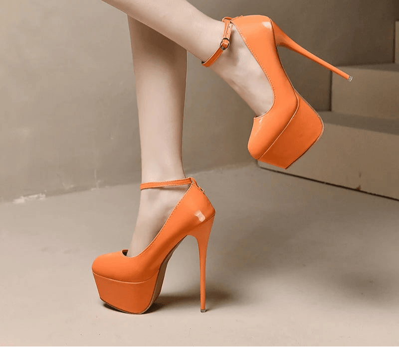 16cm Super High Heel Party Stilettos– 5.5cm Platform, Buckle Strap, Thin Heels for Disco & Dance Events - Stylemein