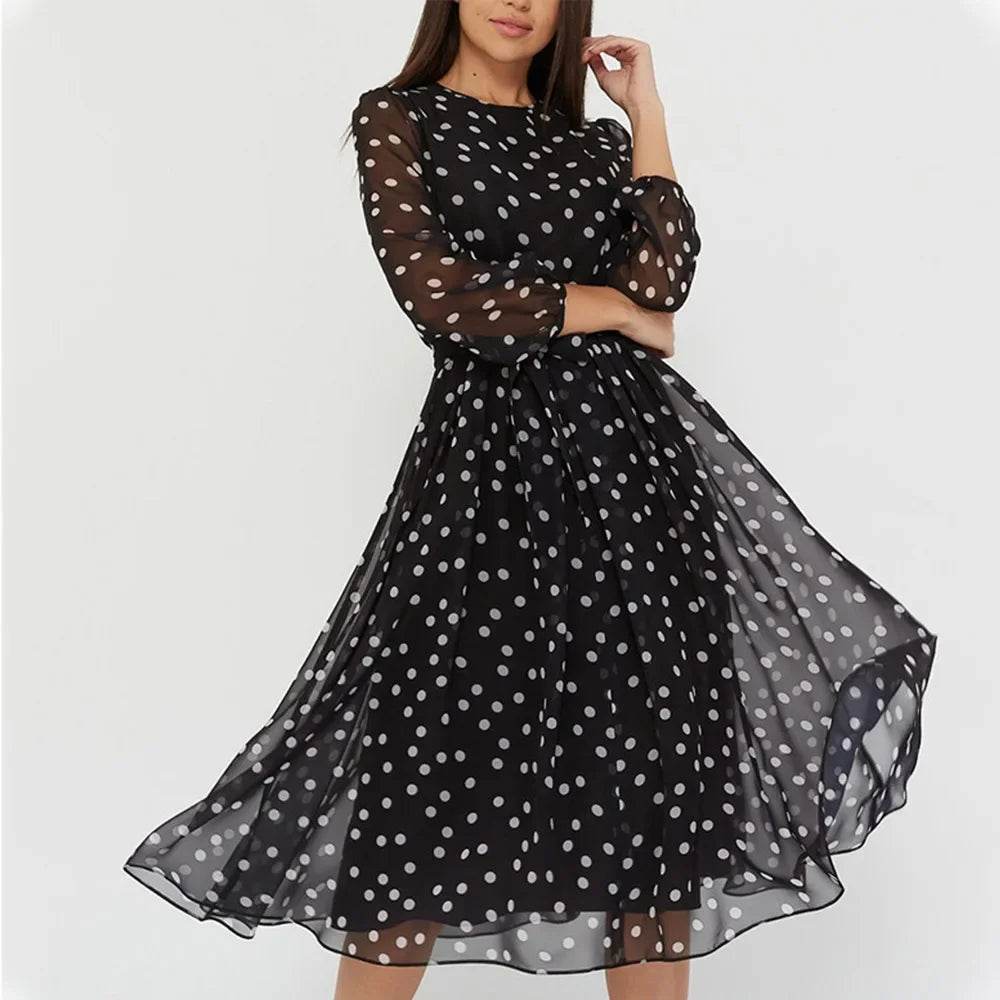 Dancing With Dots: Long Sleeve Dress for Your Inner Bohemian Goddess - Stylemein