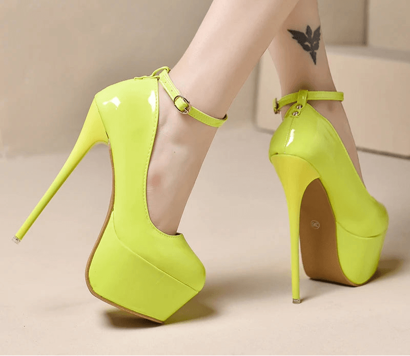 16cm Super High Heel Party Stilettos– 5.5cm Platform, Buckle Strap, Thin Heels for Disco & Dance Events - Stylemein
