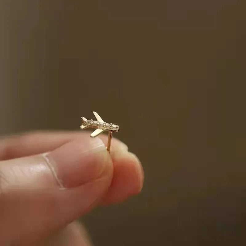 925 Sterling Silver Four-Pointed Star Earrings – 14k Gold Plated Crystal Studs
