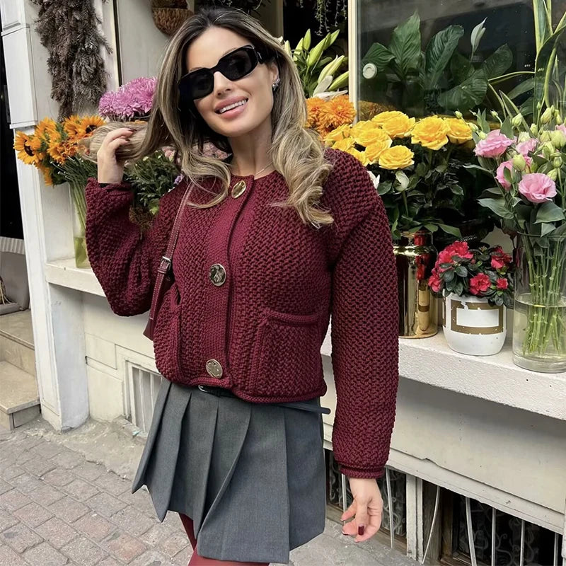 Women’s Knitted Cardigan – Loose Button Long Sleeve Autumn Winter Sweater