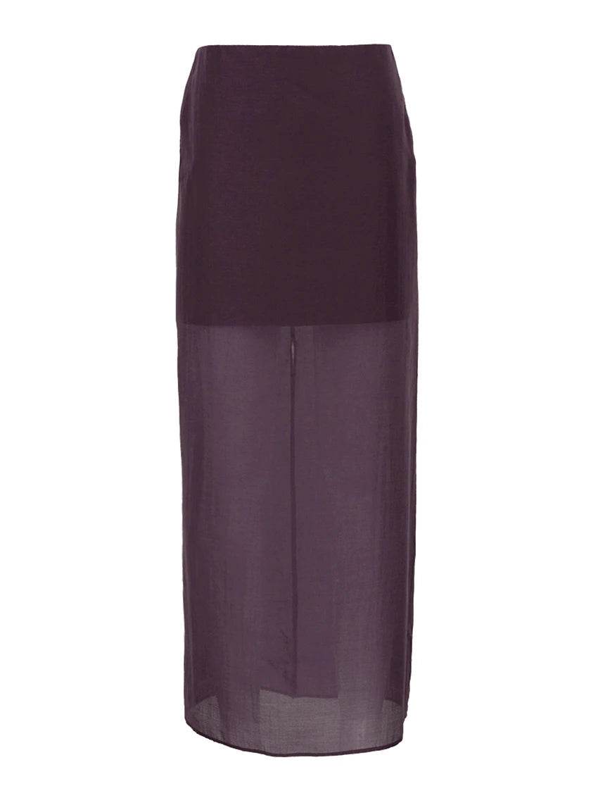 Black Mesh Spliced Maxi Skirt – High Waist Elegant A-Line Skirt - Stylemein