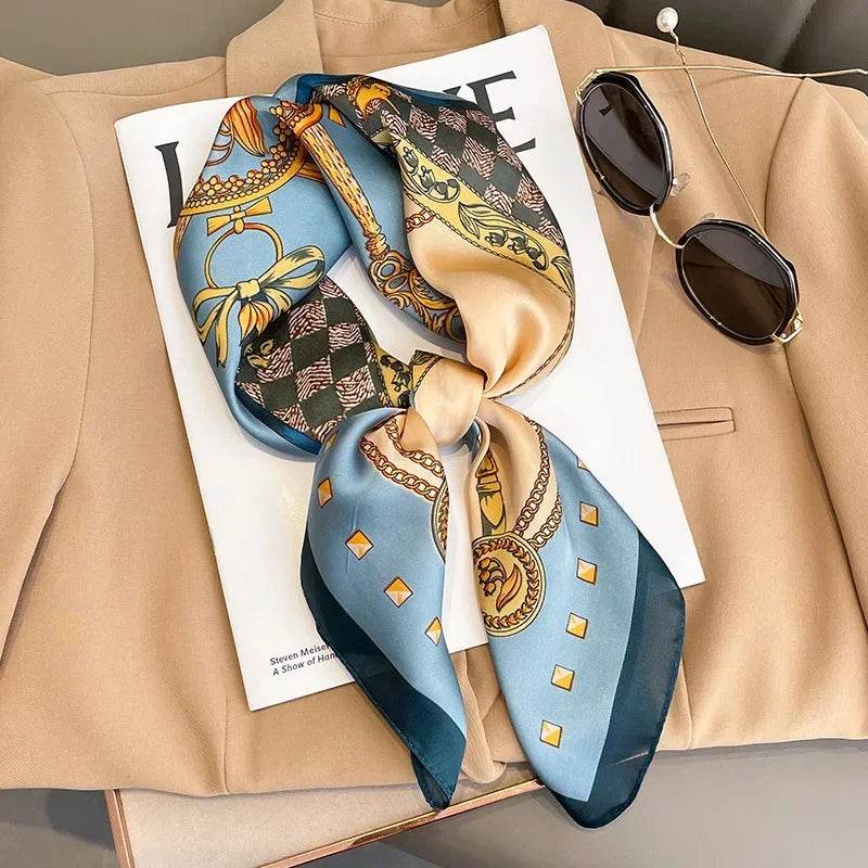 Stylemein - Luxury Satin Square Neckerchief for Women – Silk Feeling Scarf & Headband