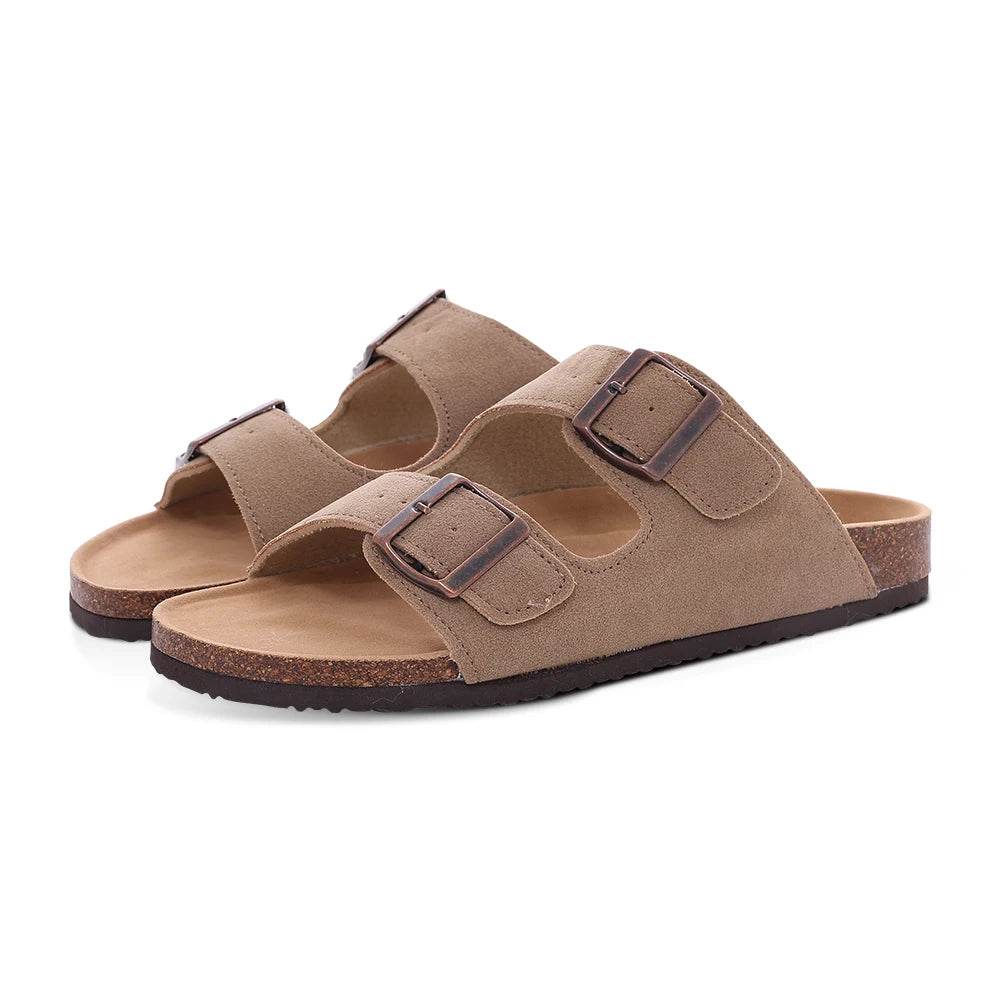 Unisex Classic Cork Sandals – Soft Thick Sole Open-Toe Flat Slippers for Summer & Home - Stylemein