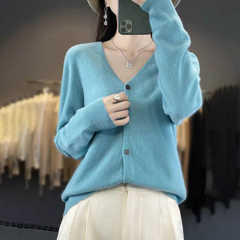 Wool Cardigan – Soft Cashmere O-Neck Sweater - Stylemein