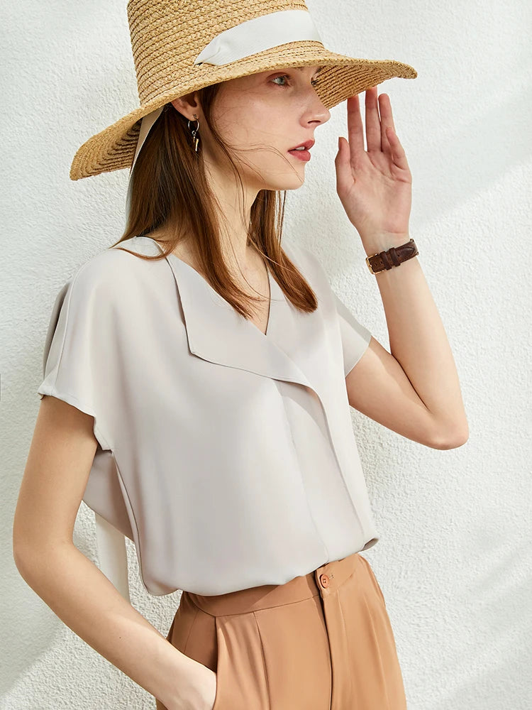 Women’s Chiffon Blouse – Minimalist Loose Fit Elegant Casual Top