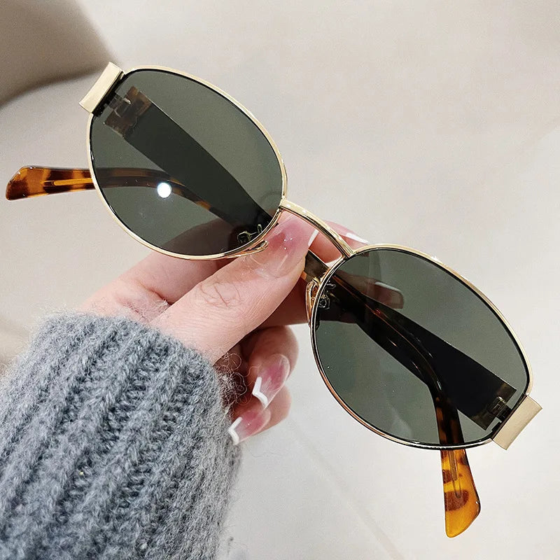 Retro Oval Metal Frame Sunglasses – Classic Unisex UV400 Eyewear for Outdoor Style and Sun Protection