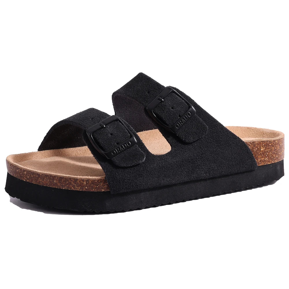 Unisex Classic Cork Sandals – Soft Thick Sole Open-Toe Flat Slippers for Summer & Home