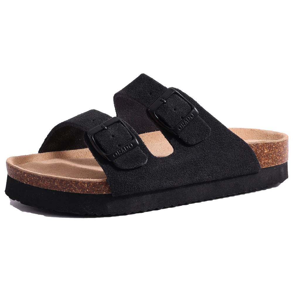 Unisex Classic Cork Sandals – Soft Thick Sole Open-Toe Flat Slippers for Summer & Home - Stylemein
