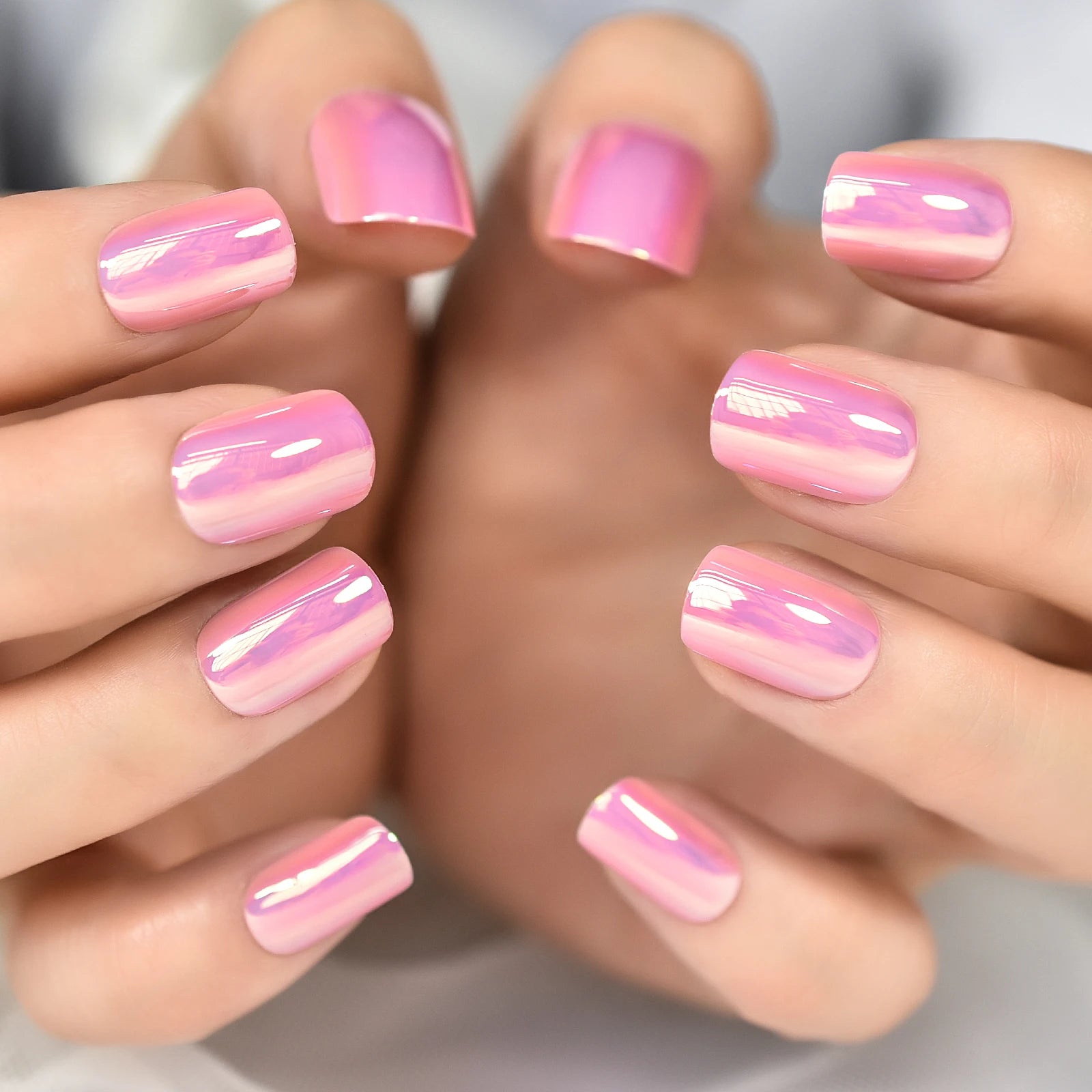 Glitter French Fake Nails – 24pcs Wearable UV False Nail Set
