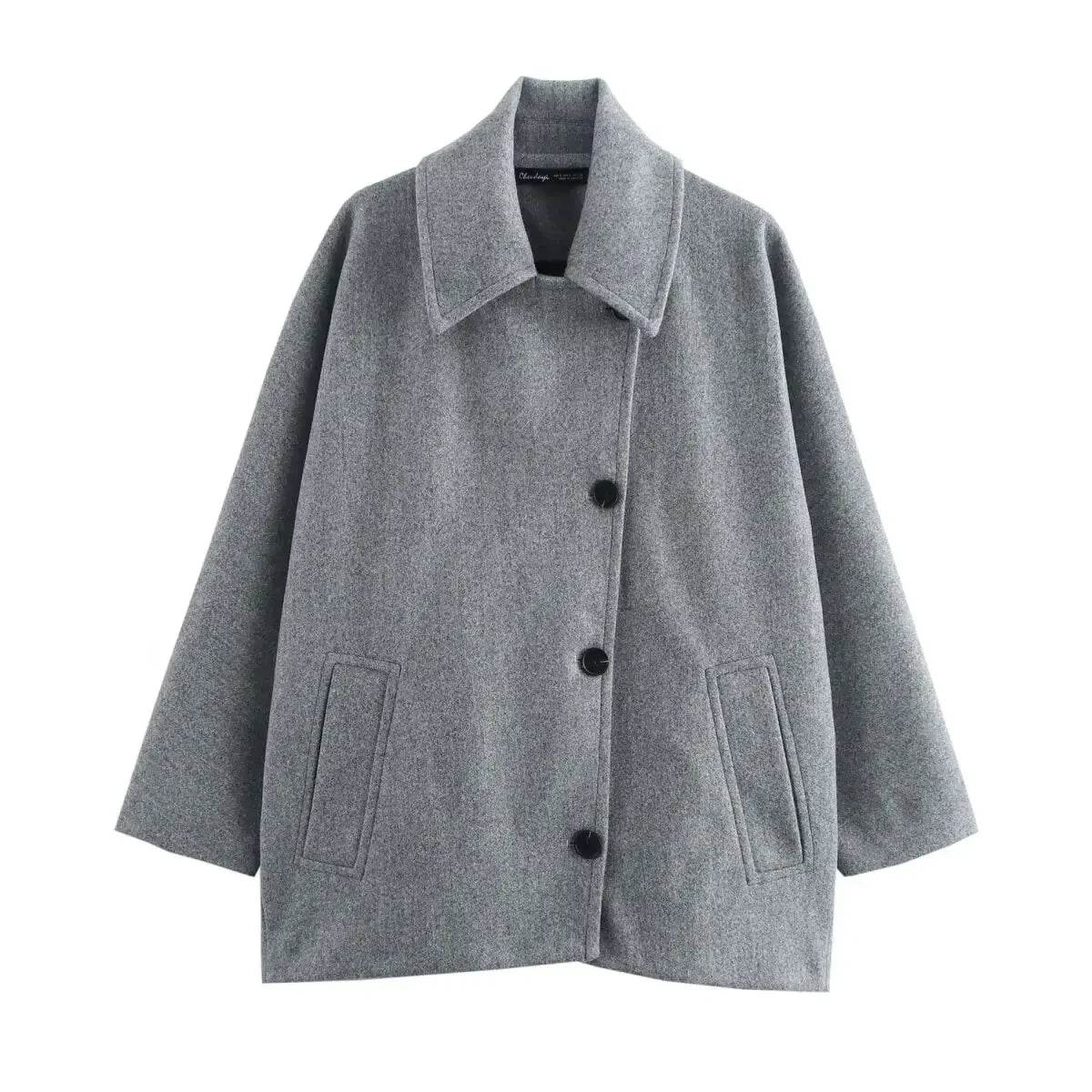 Chic Polo Neck Short Blended Coat: Winter's Essential Cloak Sleeve Top - Stylemein