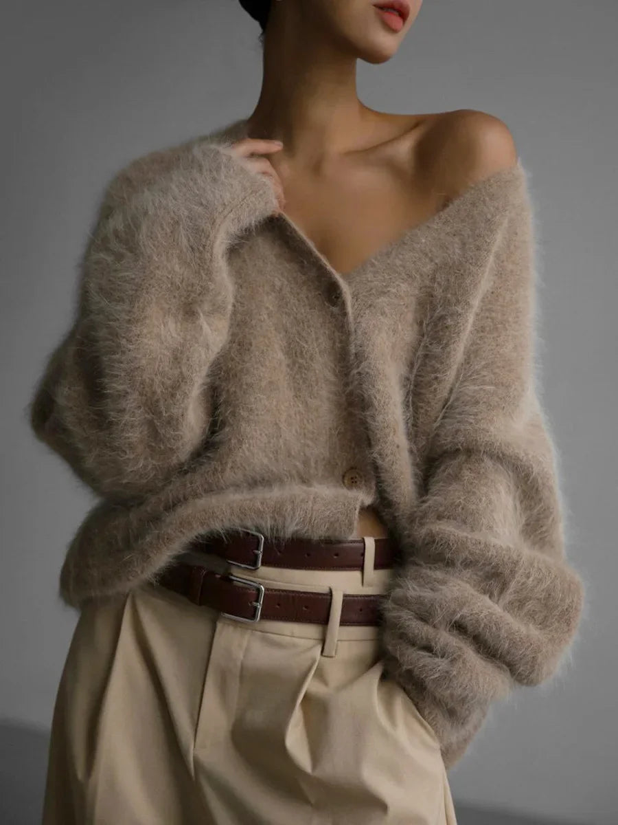 Elegant Knitted Cardigan – Long Sleeve Single-Breasted Casual Sweater