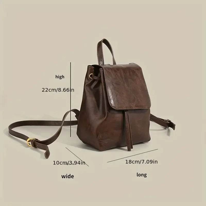 Small Drawstring Backpack for Women: PU Leather Mini Backpack for School & Travel - Stylemein