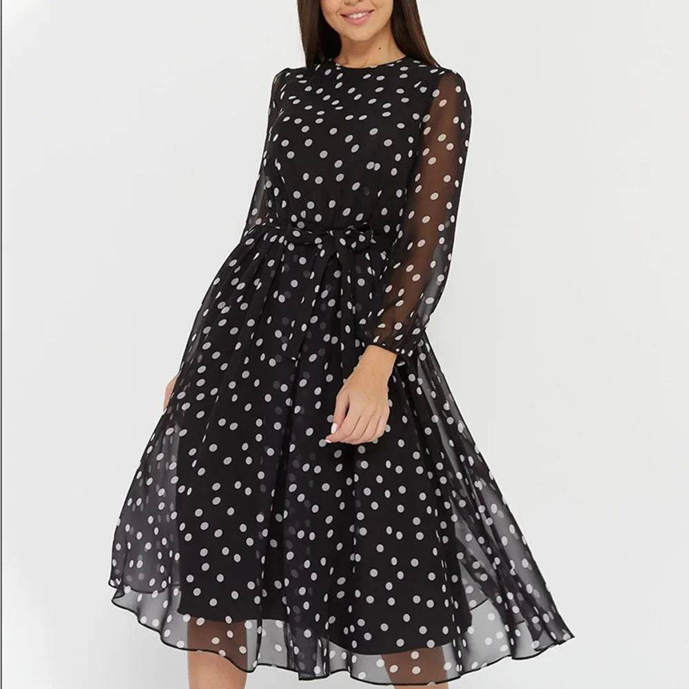 Dancing With Dots: Long Sleeve Dress for Your Inner Bohemian Goddess - Stylemein