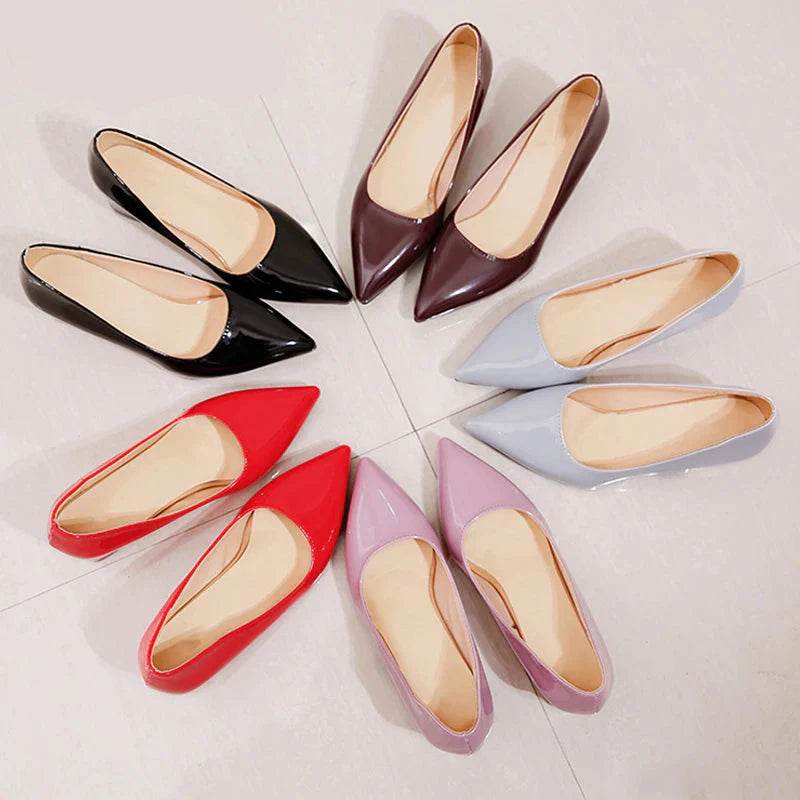 5cm Red Leather Pumps – Square Heel Pointed Toe Dress Shoes, Size 30–50, Classic Party & Office Style - Stylemein