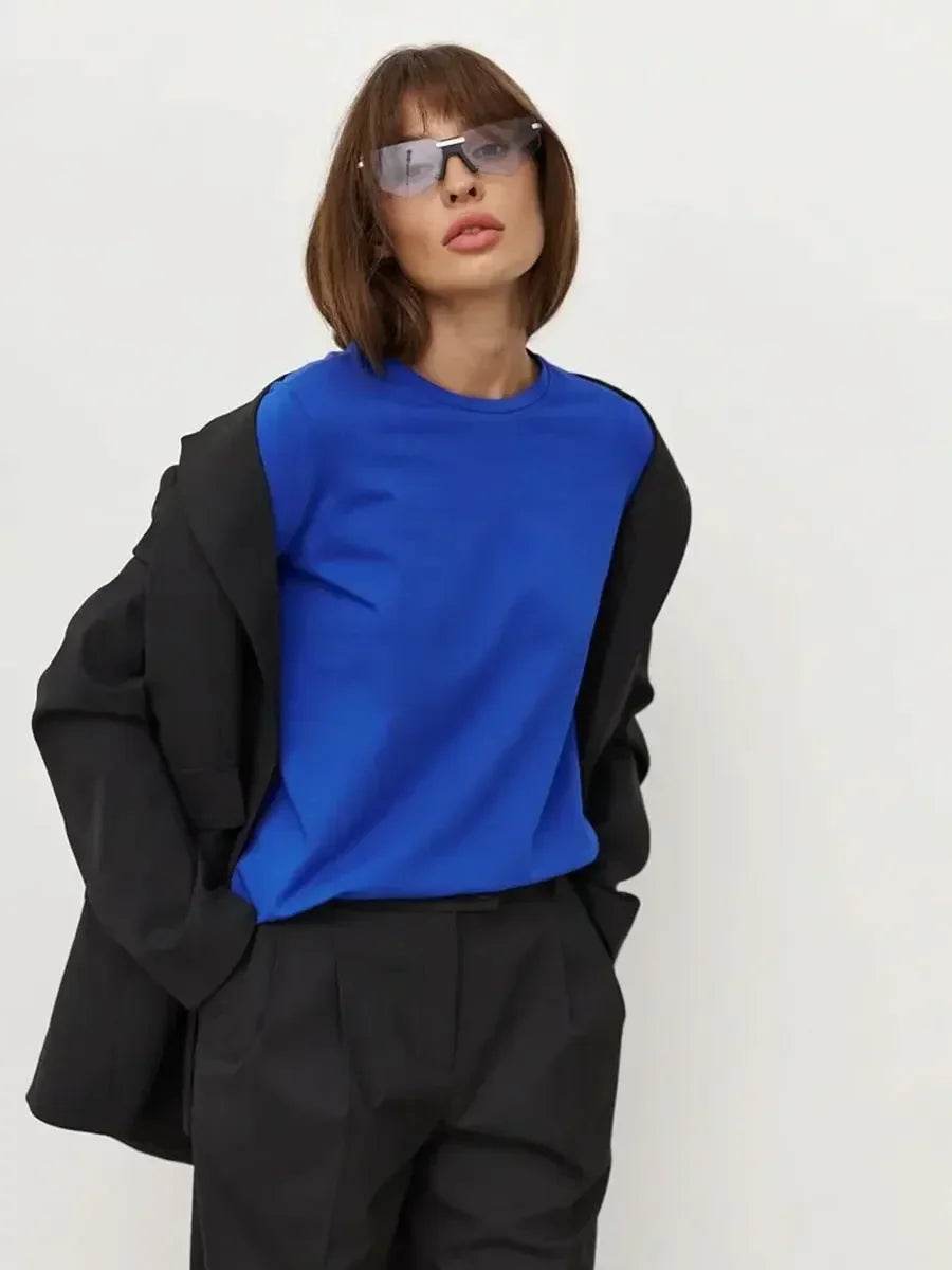 Soft 100% Cotton Oversized Long Sleeve Tee: Essential Spring & Autumn Layering Top - Stylemein
