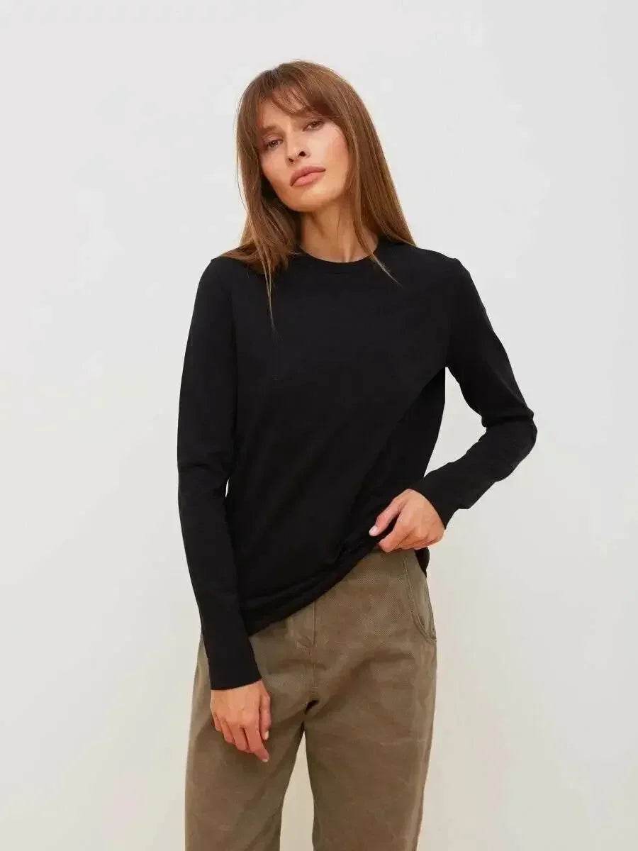 Soft 100% Cotton Oversized Long Sleeve Tee: Essential Spring & Autumn Layering Top - Stylemein